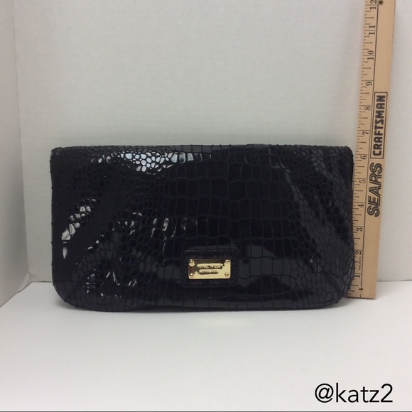Nine West Handbags - Nine West Black Reptile-look Fold Em Clutch